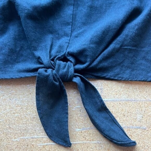 Ava & Viv Womens Plus-Size Black Tie-Front Top Linen Blend Lightweight Size 3X - Picture 3 of 7